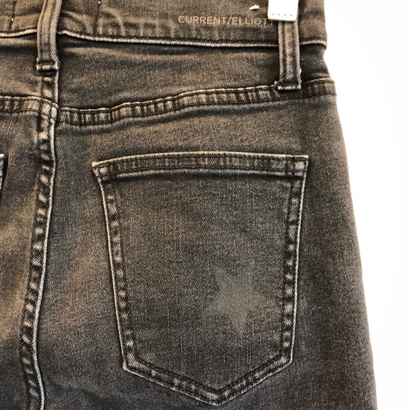 Current Elliott High Waisted The Stilleto Star Print Jeans Size 25 Black - Picture 7 of 9
